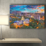 Jackson Mississippi Usa Skyline Over Capitol City Art Watercolor Canvas Prints Wall Art Home Decor, Large Canvas