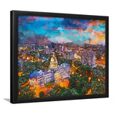 Jackson Mississippi Usa Skyline Over Capitol City Art Watercolor Framed Art Prints Wall Art Decor,Framed Picture