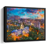Jackson Mississippi Usa Skyline Over Capitol City Art Watercolor Framed Canvas Prints Wall Art Home Decor,Floating Frame