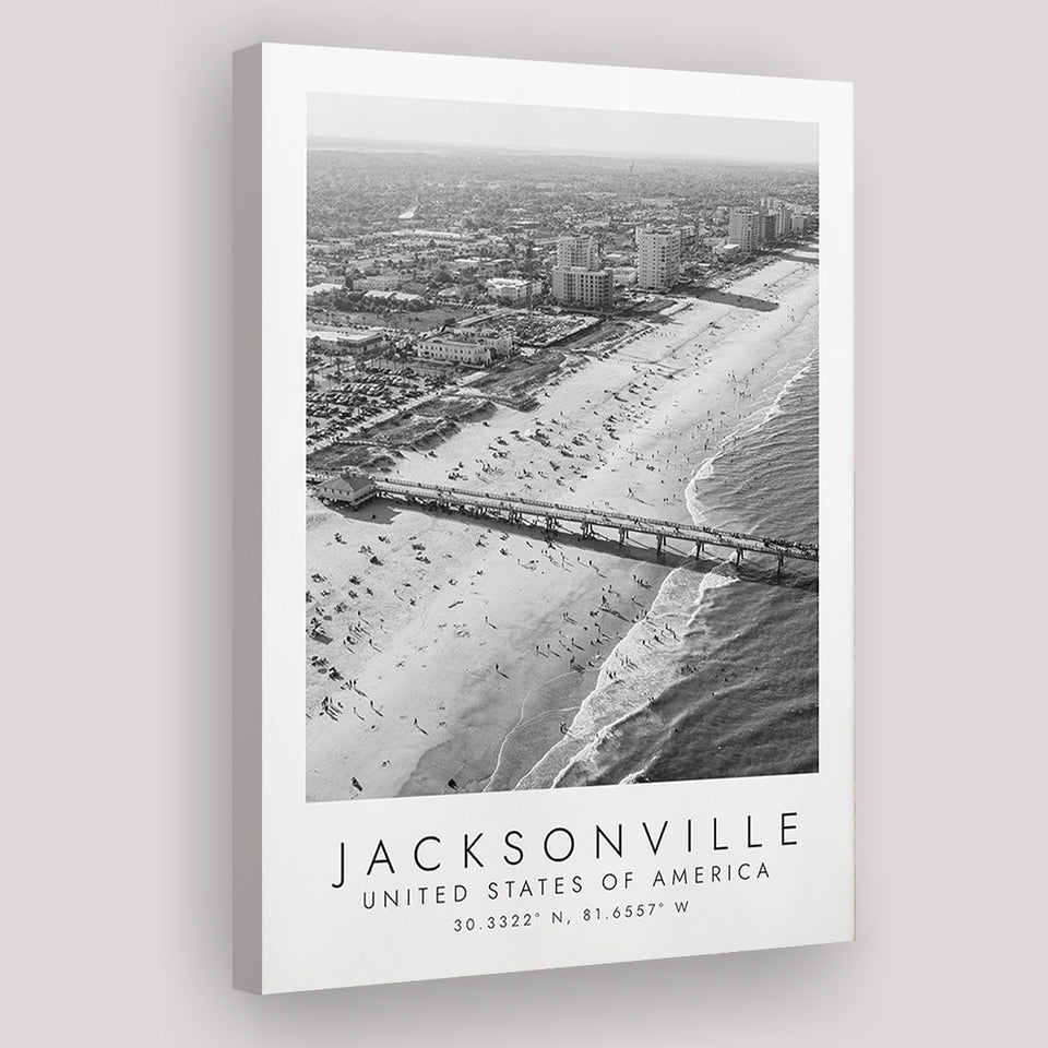 Jacksonville Usa Black And White Art Canvas Prints Wall Art Home Decor