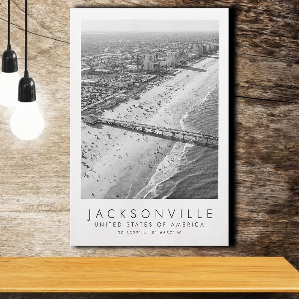 Jacksonville Usa Black And White Art Canvas Prints Wall Art Home Decor