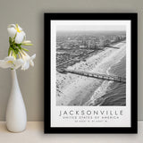 Jacksonville Usa Black And White Art Framed Art Prints Wall Art Decor, Framed Picture