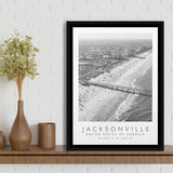 Jacksonville Usa Black And White Art Framed Canvas Prints Wall Art Home Decor, Floating Frame