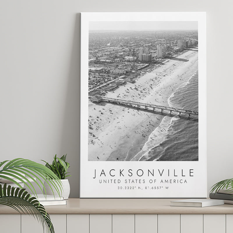Jacksonville Usa Black And White Art Canvas Prints Wall Art Home Decor