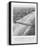 Jacksonville Usa Black And White Art Framed Canvas Prints Wall Art Home Decor, Floating Frame
