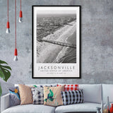 Jacksonville Usa Black And White Art Framed Art Prints Wall Art Decor, Framed Picture