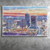 Jacksonville Watercolor Jacksonville Florida, Sport Art Prints Fan Gift, Canvas Prints Wall Art Decor