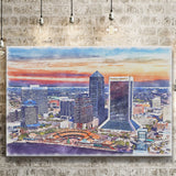 Jacksonville Watercolor Jacksonville Florida, Sport Art Prints Fan Gift, Canvas Prints Wall Art Decor
