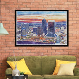 Jacksonville Watercolor Jacksonville Florida, Sport Prints Fan Gift, Framed Art Prints Wall Art Decor