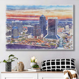 Jacksonville Watercolor Jacksonville Florida, Sport Art Prints Fan Gift, Canvas Prints Wall Art Decor