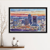 Jacksonville Watercolor Jacksonville Florida, Sport Art Prints Fan Gift, Framed Canvas Prints Wall Art Decor