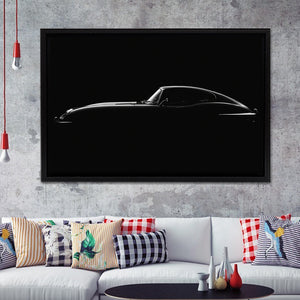 Jaguar E Type Silhouette Framed Canvas Prints Wall Art - Painting Canvas, Home Wall Decor, For Sale, Floating Frame