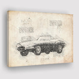Jaguar E Type Da Vinci Style Canvas Prints - Painting Canvas, Wall Art,Old Car, Prints for Sale,Wal Decor, Home Decor