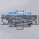 Jaguars Football Stadium TIAA Bank Field Watercolor, 5 Pieces, Multi Panel Canvas Prints Wall Art Decor