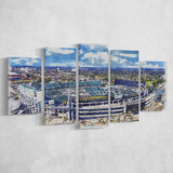 Jaguars Football Stadium TIAA Bank Field Watercolor, 5 Pieces, Multi Panel Canvas Prints Wall Art Decor