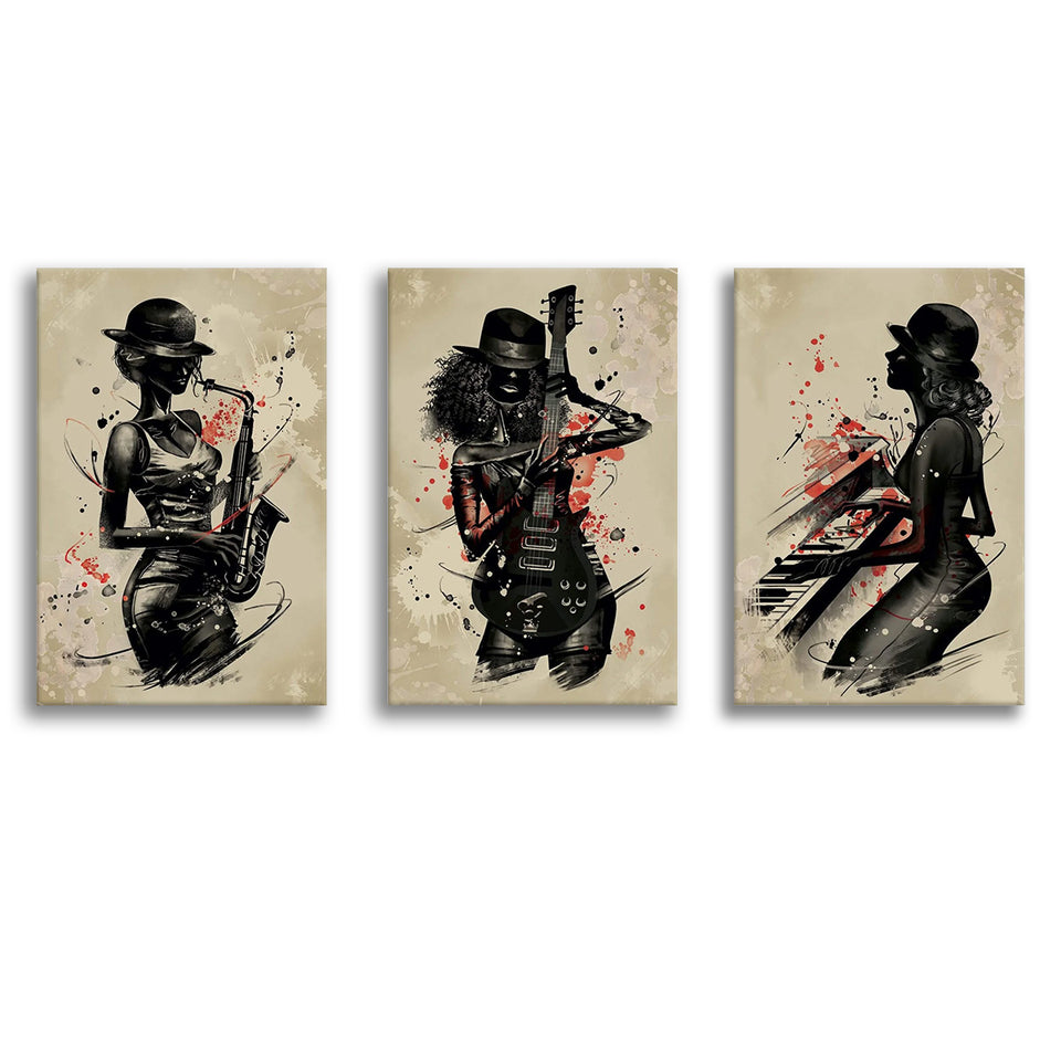 Jammin Artists Canvas Set of 3 Piece Canvas Prints Wall Art Decor