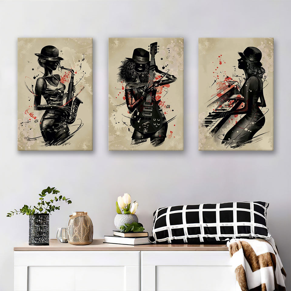Jammin Artists Canvas Set of 3 Piece Canvas Prints Wall Art Decor