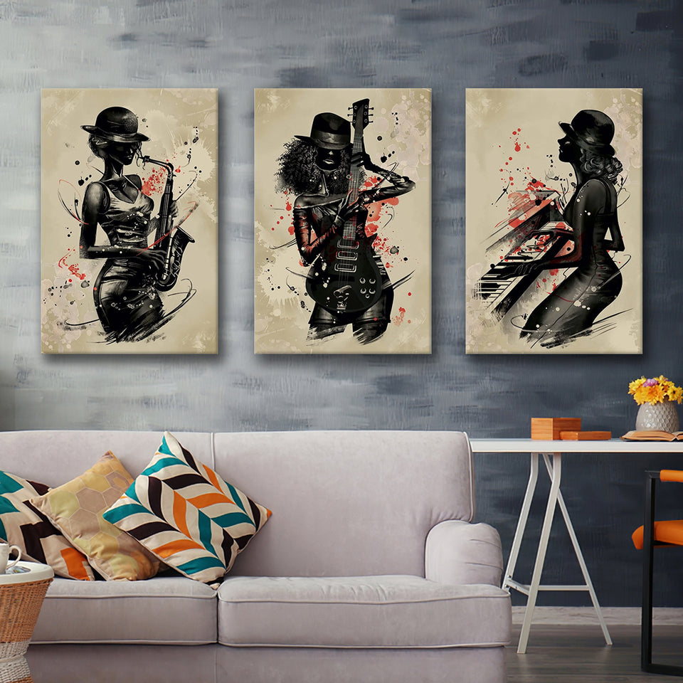 Jammin Artists Canvas Set of 3 Piece Canvas Prints Wall Art Decor