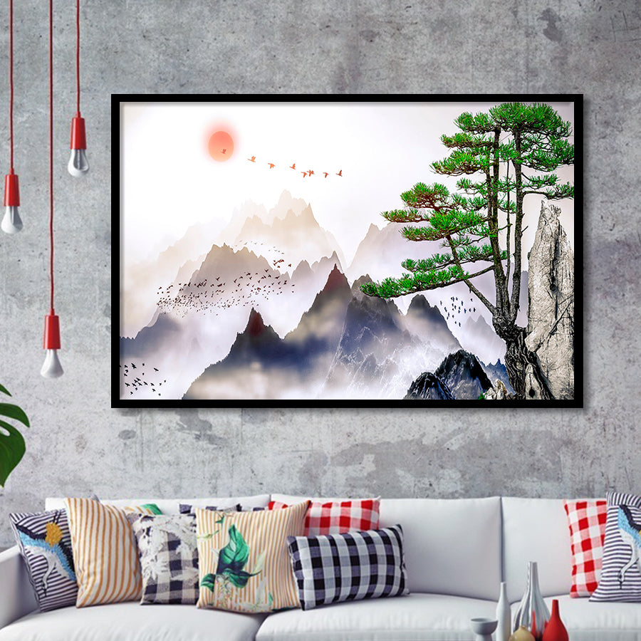 Japan Print Mountain Framed Art Prints Wall Art Decor, Framed Picture, Home Decor