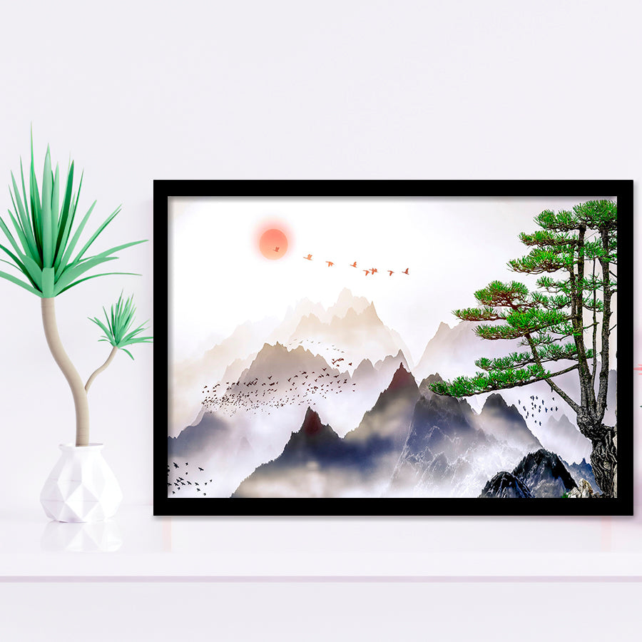 Japanese Mountain Art Print Framed Art Prints Wall Decor - Painting Art,Framed Picture,For Sale, Ready to hang