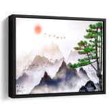 Japanese Mountain Art Print Framed Canvas Prints Wall Art Home Decor - Painting Canvas, Black Frame, Framed Picture