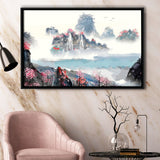 Japanese Sakura Canvas Landscape Framed Canvas Prints Wall Art Home Decor - Painting Canvas, Black Frame, Framed Picture