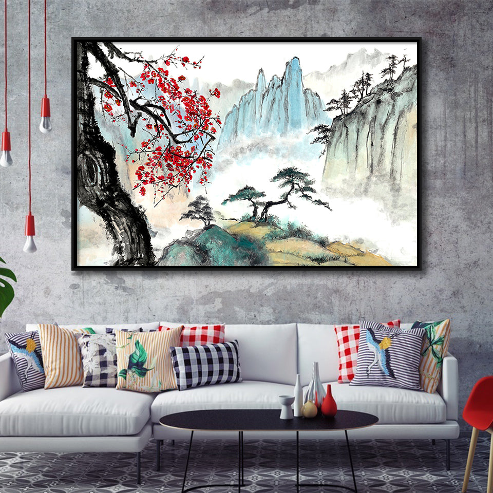 Japanese Canvas Large Japanese Framed Canvas Prints Wall Art Home Decor - Painting Canvas, Black Frame, Framed Picture