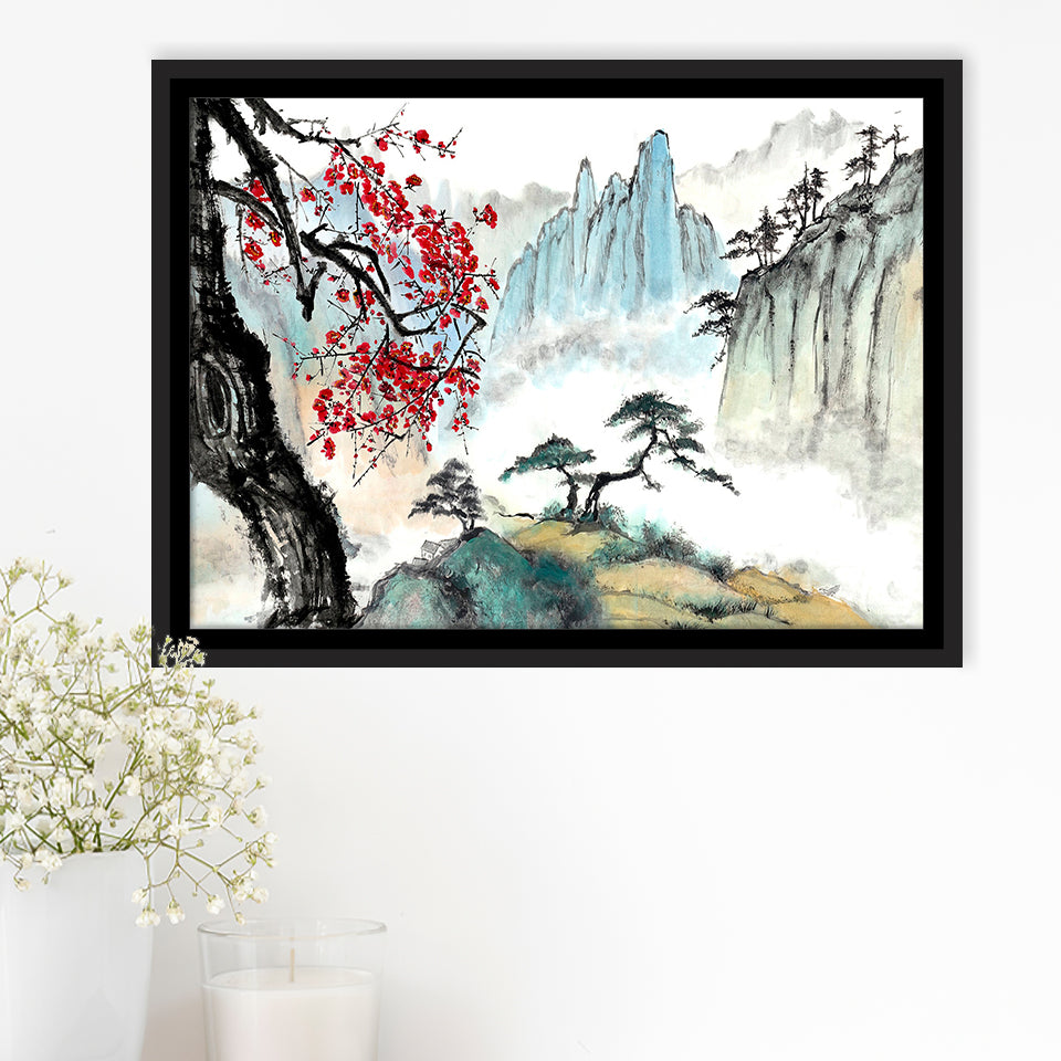 Japanese Canvas Framed Canvas Prints Wall Art Decor, Framed Picture, Floating Frame
