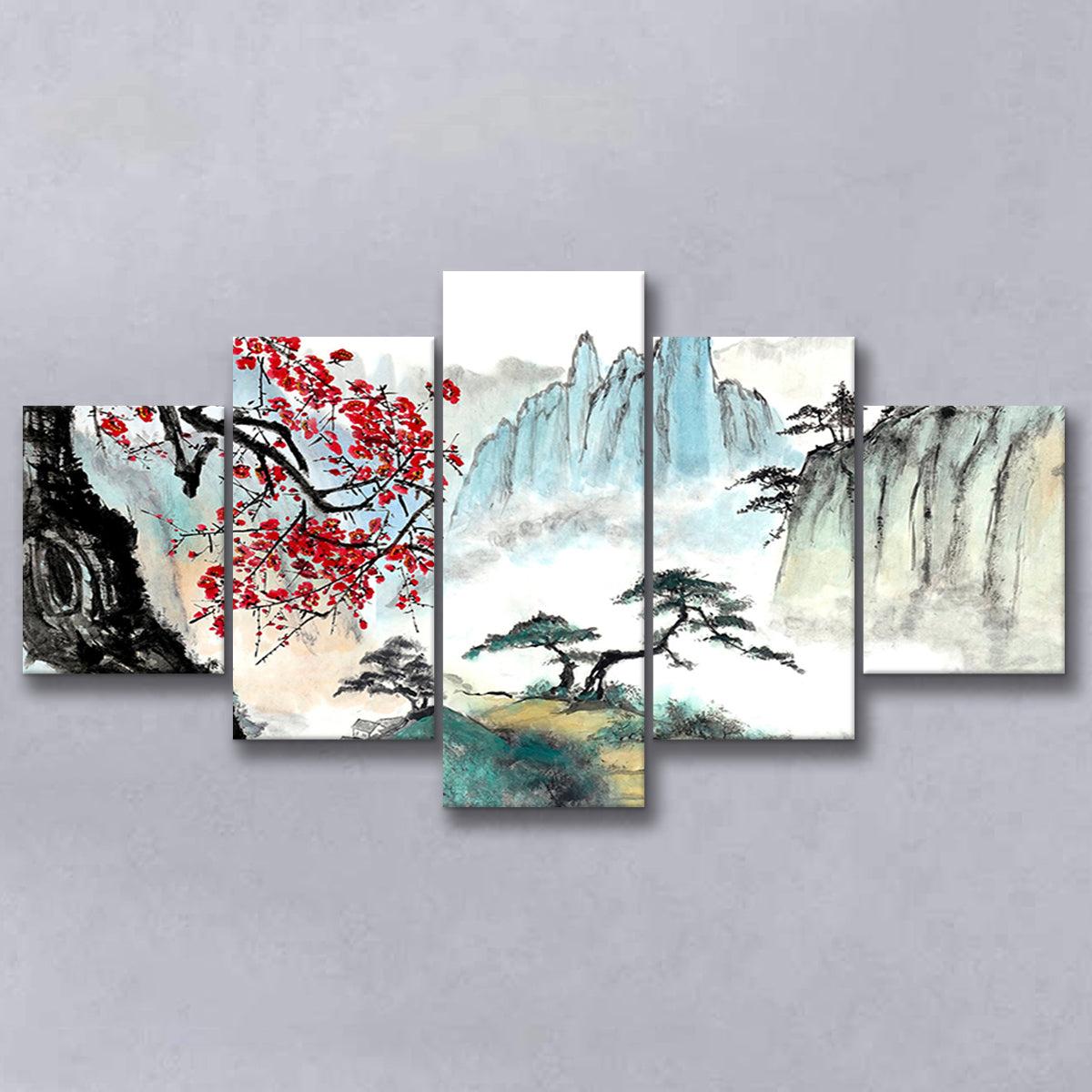 Japanese Canvas 5 Piece Canvas Prints Wall Art Decor, Multi Panels