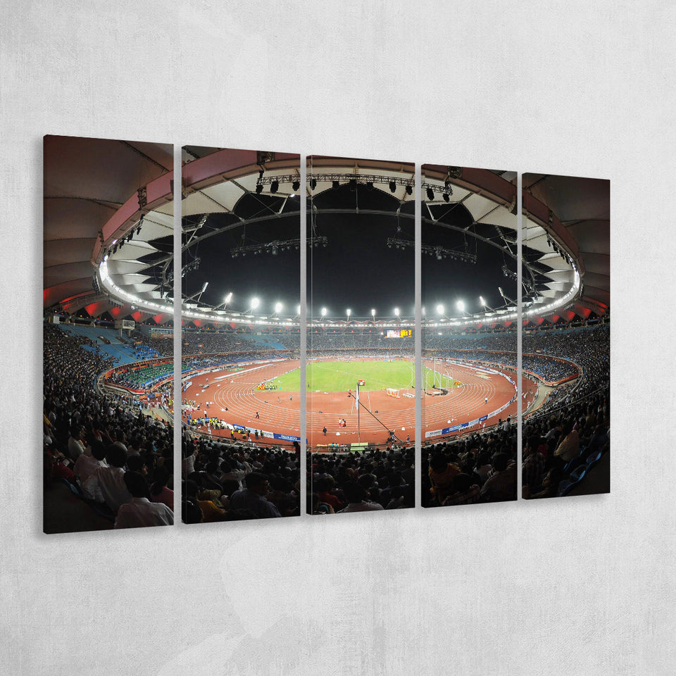 Jawaharlal Nehru Stadium, Stadium Canvas, Sport Art, Gift for him, Multi Panels B, Canvas Prints Wall Art Decor