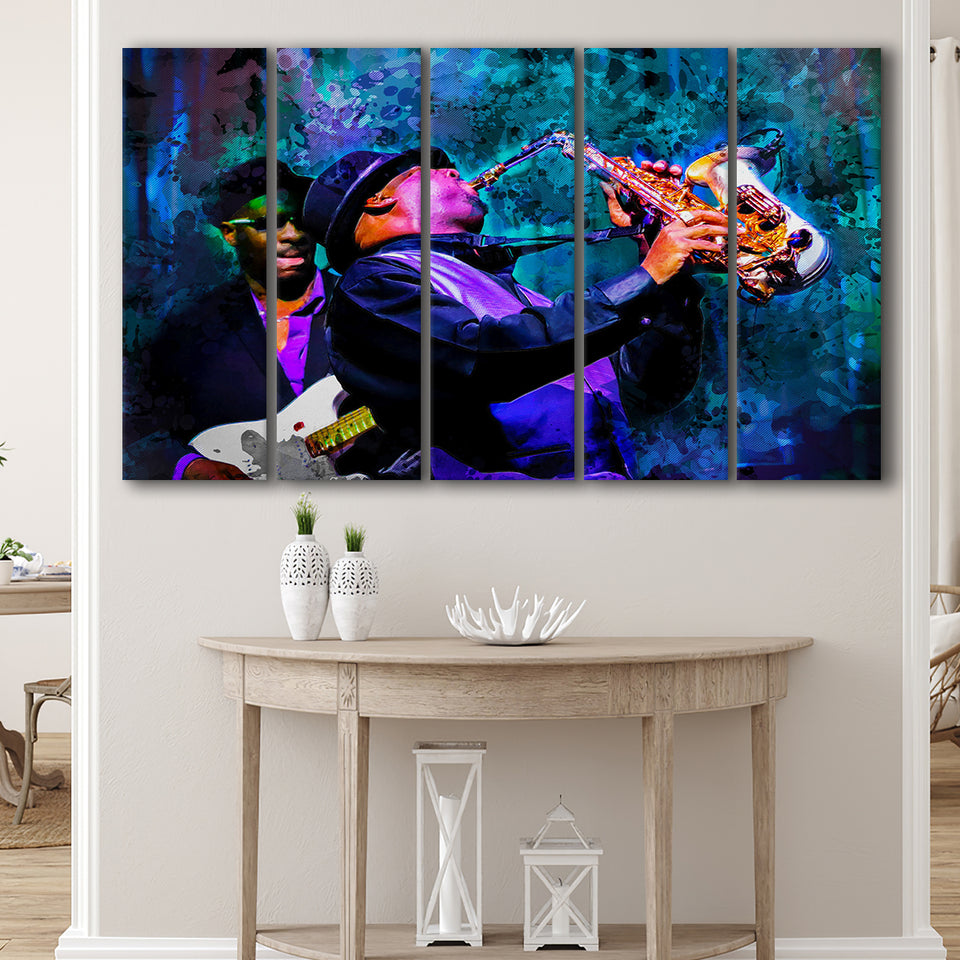 Jazz Band 5 Piece B Canvas Prints Wall Art Decor, Multi Panels,Large Canvas, Home Decor