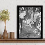 Jazz Dancers Black And White Print, Jazz Music Framed Canvas Prints Wall Art Home Decor, Floating Frame