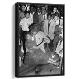 Jazz Dancers Black And White Print, Jazz Music Framed Canvas Prints Wall Art Home Decor, Floating Frame