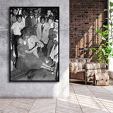 Jazz Dancers Black And White Print, Jazz Music Framed Canvas Prints Wall Art Home Decor, Floating Frame