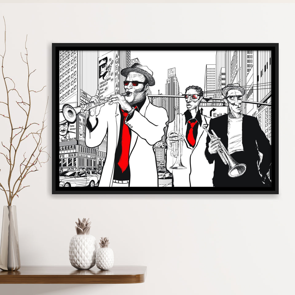 Jazz Music Framed Canvas Prints Wall Art - Painting Prints, Wall Decor, Floating Frame