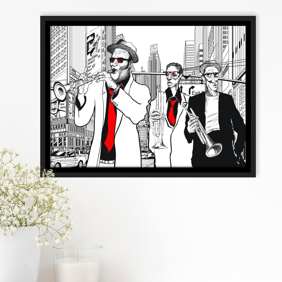 Jazz Music Framed Canvas Prints Wall Art - Painting Prints, Wall Decor, Floating Frame