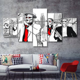 Jazz Music 5 Piece Canvas Prints Wall Art - Painting Prints, Wall Decor,Multi Panel