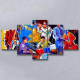 Jazz Music Painting, African Jazz, Music Room 5 Panels, Canvas Prints Wall Art Decor, Large Canvas Art