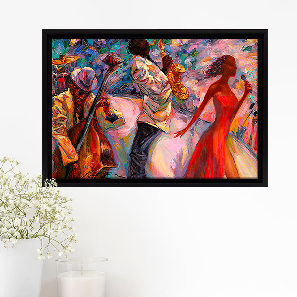 Jazz Band Music Abstract Framed Canvas Prints Wall Art - Painting Canvas,  Home Wall Decor, For Sale, Floating Frame