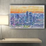Jersey City Watercolor Jersey City New Jersey, Sport Art Prints Fan Gift, Canvas Prints Wall Art Decor