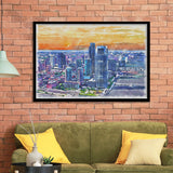 Jersey City Watercolor Jersey City New Jersey, Sport Prints Fan Gift, Framed Art Prints Wall Art Decor