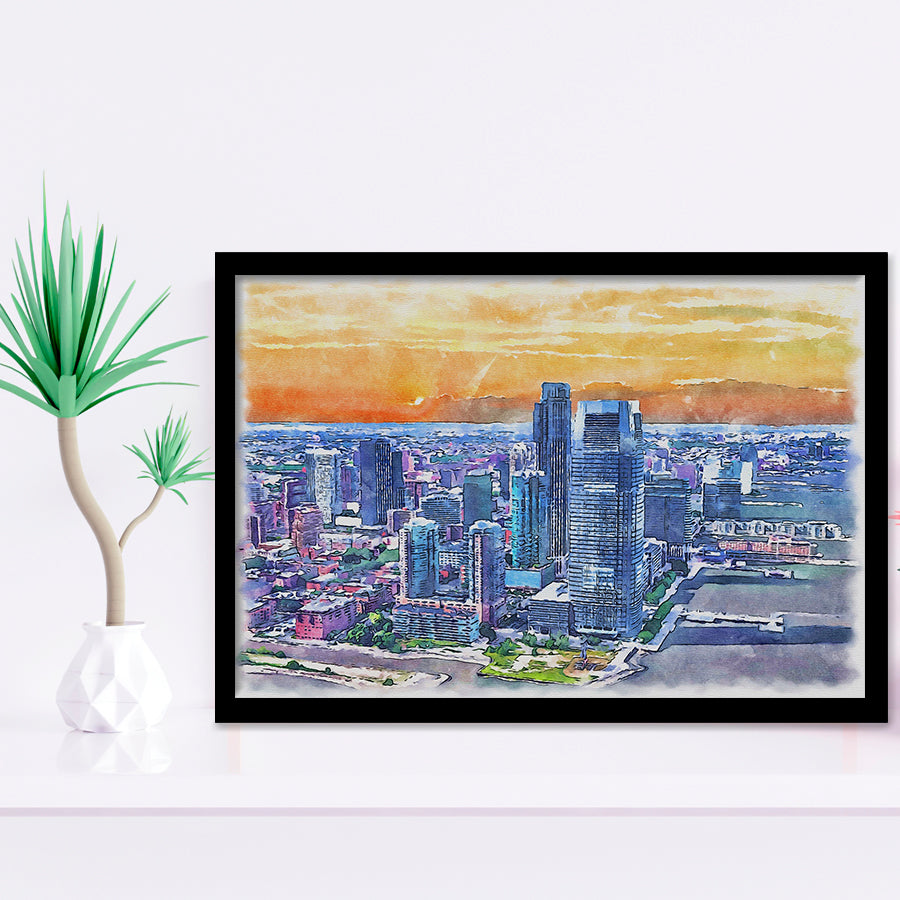 Jersey City Watercolor Jersey City New Jersey, Sport Prints Fan Gift, Framed Art Prints Wall Art Decor