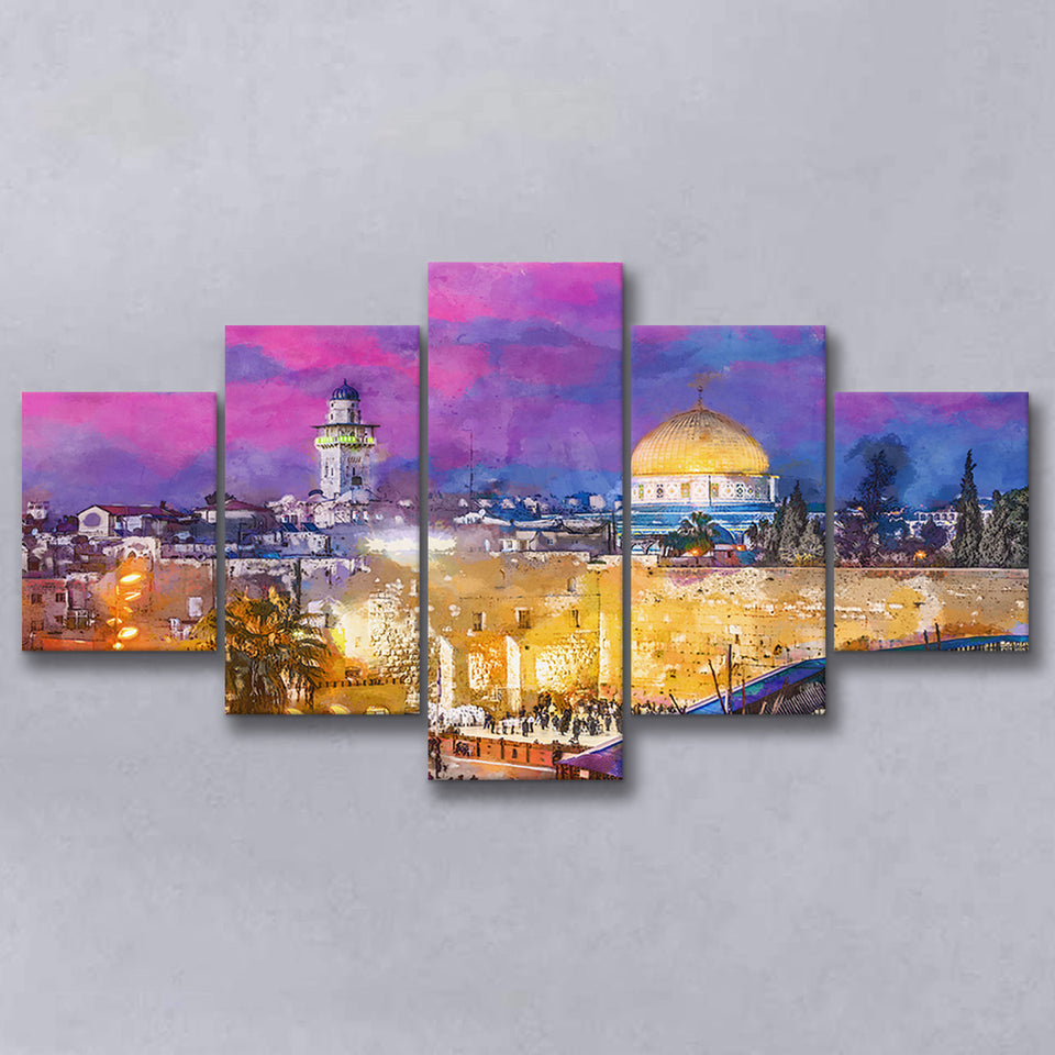Jerusalem Israel Old City Western Wall 5 Pieces Mixed Canvas Prints Wall Art Home Decor