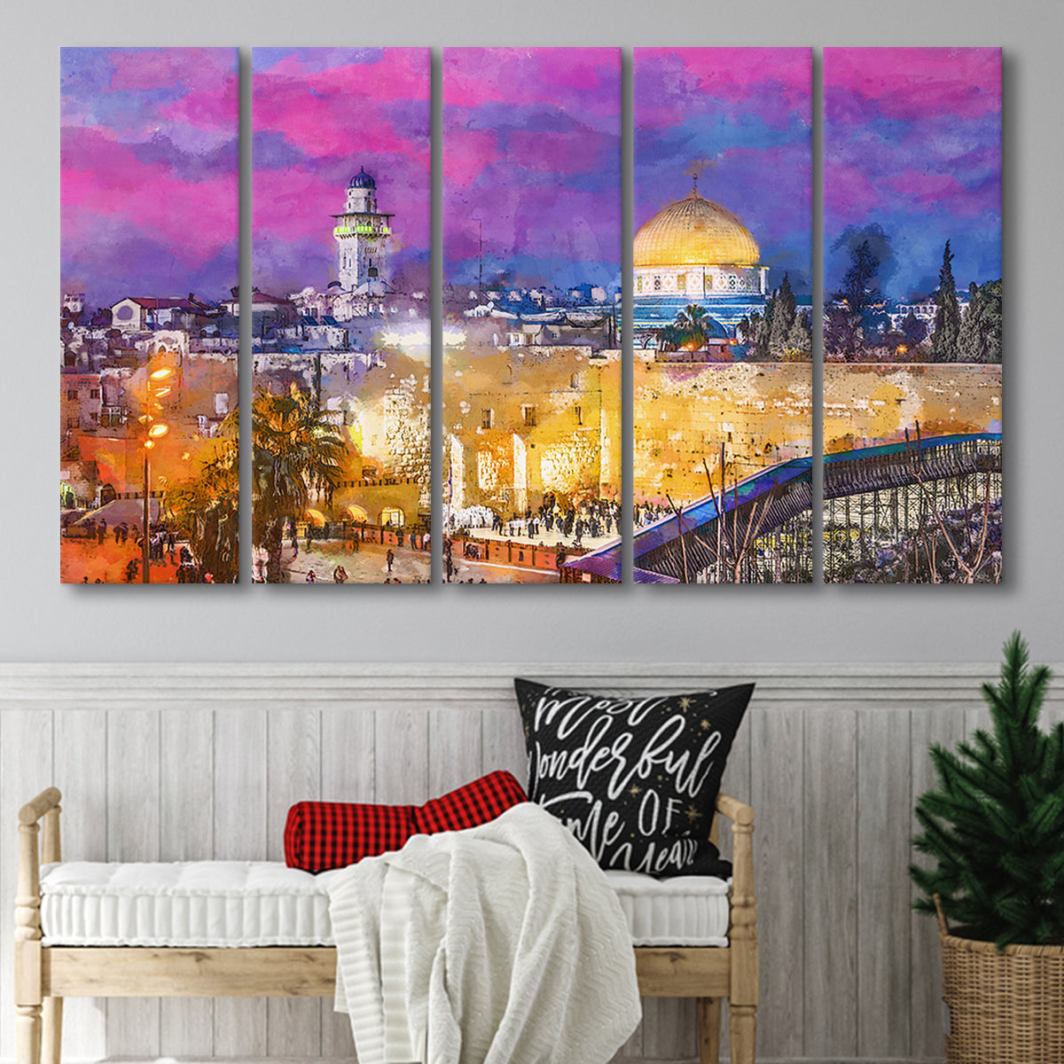 Jerusalem Israel Old City Western Wall 5 Pieces Extra Large Canvas