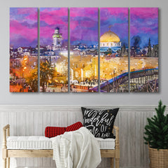 Popular Wall of Tears Canvas, Jerusalem Wall Art, Travel poster, Gift, Jerusalem Wall Decor, Jerusalem 5 Piece Canvas, Wall of Tears poster, Photo