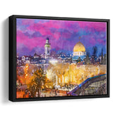 Jerusalem Israel Old City Western Wall City Art Watercolor Framed Canvas Prints Wall Art Home Decor,Floating Frame