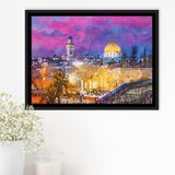 Jerusalem Israel Old City Western Wall City Art Watercolor Framed Canvas Prints Wall Art Home Decor,Floating Frame