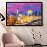 Jerusalem Israel Old City Western Wall City Art Watercolor Framed Canvas Prints Wall Art Home Decor,Floating Frame