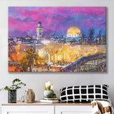 Jerusalem Israel Old City Western Wall City Art Watercolor Canvas Prints Wall Art Home Decor, Large Canvas
