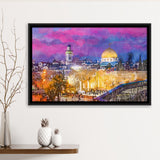Jerusalem Israel Old City Western Wall City Art Watercolor Framed Canvas Prints Wall Art Home Decor,Floating Frame